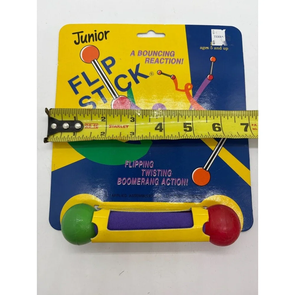 Vtg Junior Flip Stick Bouncing Action Toy Retro Ages 5+ Novelty Assemblers